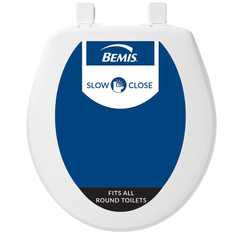 Bemis 730SLEC Slow Close Toilet Seat, Easy Clean Hinges and Durable Plastic Seat, Made in USA, Round, White - Image 1
